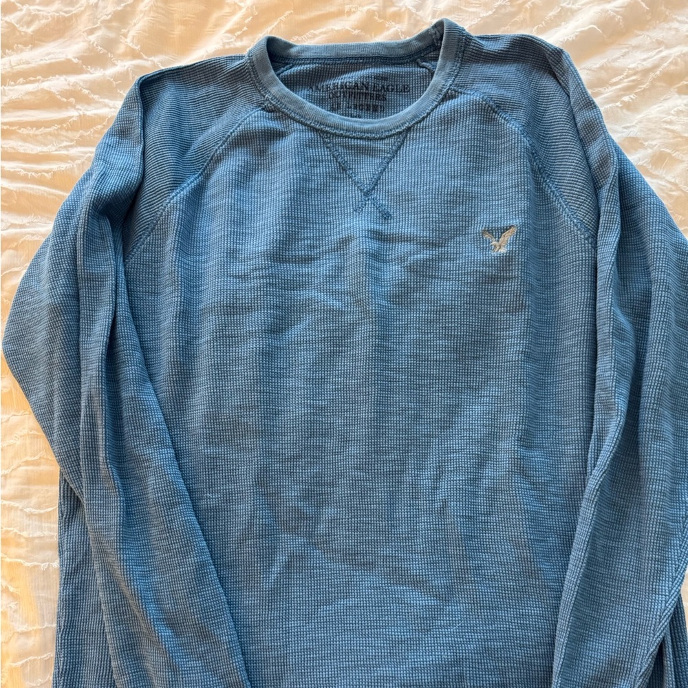 American Eagle Outfitters Light Blue Waffle Knit Top